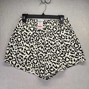 High Waisted Lounge Shorts Womens S Leopard Print  Stretch Waist 3" Inseam Cozy